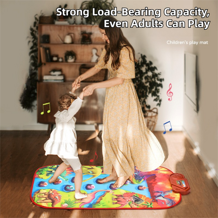 2-Pack Kids Multifunctional Electronic Dance Mat(52x86CM) - Dinosaur & Transport Theme Play Mat with Sound Recognition for Early Education and Physical Exercise.