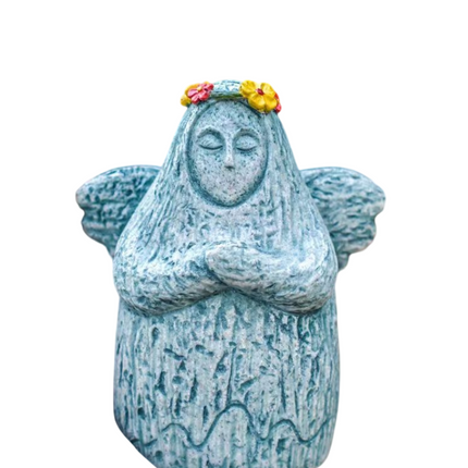 Zelda Goddess Statue Figurine(Large Statue with Flower Crown + Apple) - Retro Resin Finish, Hyrule Shrine Model for Garden, Aquarium & Car Decor.