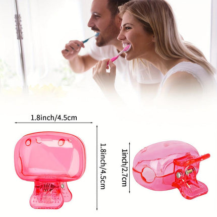 9-Pack Bathroom & Kitchen Organiser Set: 5 Heavy-Duty Clear Adhesive Hooks + 4 Portable Toothbrush Holders(Random Color).