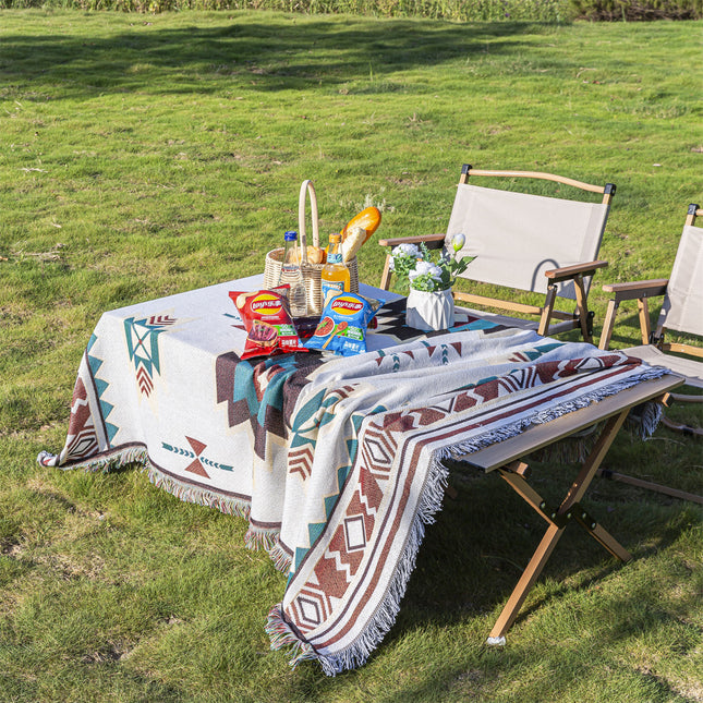 Mutifunctional 90 x 90 CM Bohemian Outdoor Picnic Blanket & Throw - Thick, Moisture-Proof Mat for Camping, Beach & Home Decor.