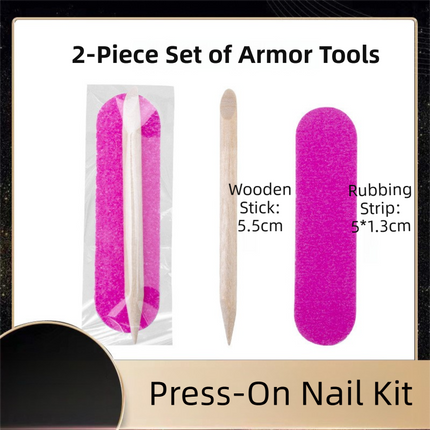 10-Set Press-On Nail Prep Tool Kits - 10 x Disposable Manicure Sticks & 10 x Mini Files, 10 Ultra-Thin Adhesive Sheets.