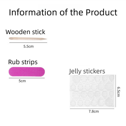 10-Set Press-On Nail Prep Tool Kits - 10 x Disposable Manicure Sticks & 10 x Mini Files, 10 Ultra-Thin Adhesive Sheets.
