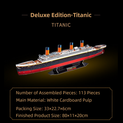 Deluxe Edition (113Pieces) 3D Titanic Ship Model Puzzle Kit - DIY Nautical Series Toy for Kids & Adults, Educational Building Blocks.