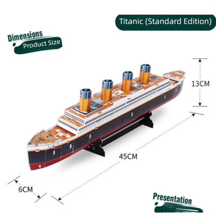 Standard Edition (35Pieces) 3D Titanic Ship Model Puzzle Kit - DIY Nautical Series Toy for Kids & Adults, Educational Building Blocks
Number of pieces.