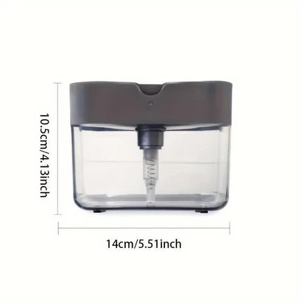 2-Pack Black Kitchen Press-Type Dish Soap Dispenser & Sponge Caddy - 2-in-1 Automatic Liquid Pump for Dish Scrubbers & Scouring Pads.