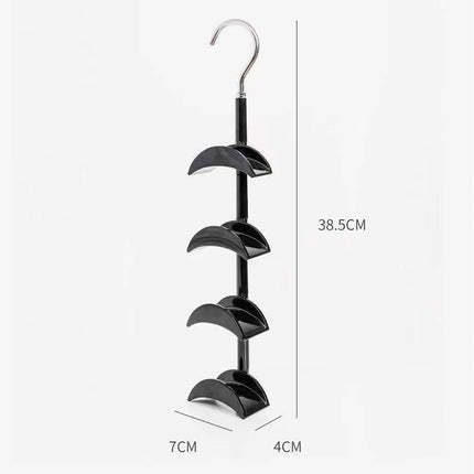 2-Pack Black 360 Degree Rotating 4-Tier Closet Organiser Hook - Multi-Functional Bag Hanger, Tie & Belt Rack for Wardrobe Storage.