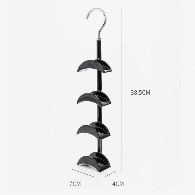 2-Pack Black 360 Degree Rotating 4-Tier Closet Organiser Hook - Multi-Functional Bag Hanger, Tie & Belt Rack for Wardrobe Storage.