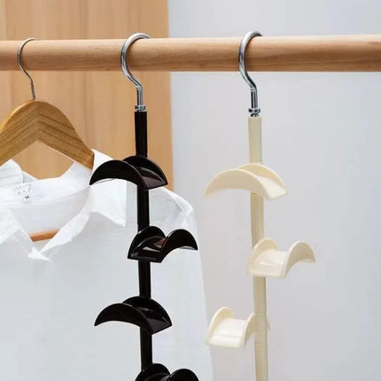 2-Pack White 360 Degree Rotating 4-Tier Closet Organiser Hook - Multi-Functional Bag Hanger, Tie & Belt Rack for Wardrobe Storage.