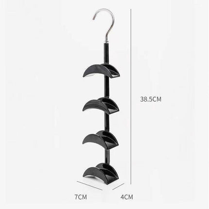 2-Pack White 360 Degree Rotating 4-Tier Closet Organiser Hook - Multi-Functional Bag Hanger, Tie & Belt Rack for Wardrobe Storage.