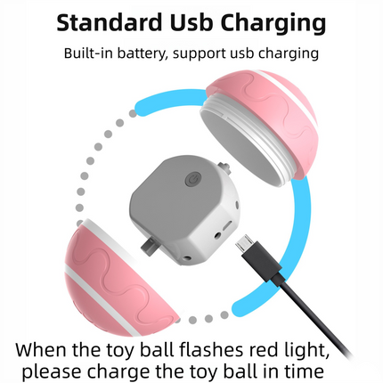 Orange Durable TPU Smart Interactive Electric Pet Toy Ball With Remote - Automatic Normal & Crazy Mode Bouncing Dog & Cat Chew Toy, Remote Activated.