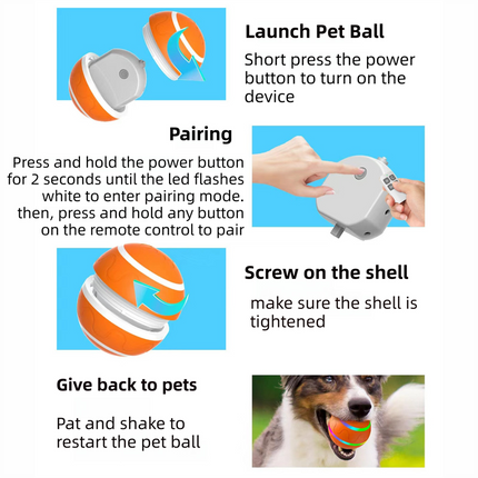 Orange Durable TPU Smart Interactive Electric Pet Toy Ball - Automatic Bouncing Dog & Cat Chew Toy, Shaking Smart Activated.