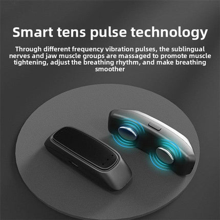 Black Smart Anti-Snoring Device - TENS Pulse Snore Stopper for Quieter Sleep.