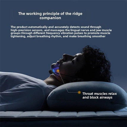 Black Smart Anti-Snoring Device - TENS Pulse Snore Stopper for Quieter Sleep.