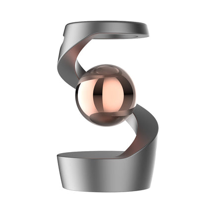 Grey top rose gold beads Kinetic Levitating Desk Toy - Silent Spinning Floating Gyroscope for Stress Relief & Office Decor.