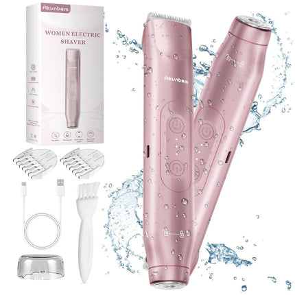 Pink Painless Electric Shaver for Women - USB Rechargeable Bikini Trimmer & Body Hair Remover, Wet & Dry Use.