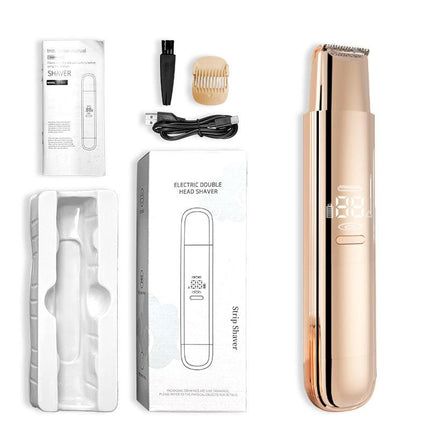 Gold Painless Electric Shaver for Women - USB Rechargeable Bikini Trimmer & Body Hair Remover, Wet & Dry Use.