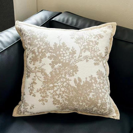 White Elegant Black & White Tree Print Cushion Cover - Modern Home Decor.