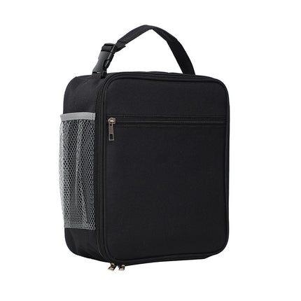 Black Insulated Lunch Bag with Shoulder Strap - Portable & Large Capacity Thermal Bento Tote.
