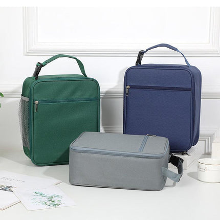 Green Insulated Lunch Bag with Shoulder Strap - Portable & Large Capacity Thermal Bento Tote.