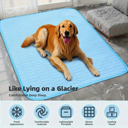 Blue Pet Summer Ice Silk Cooling Mat - Breathable Latex Sleep Pad for Dogs & Cats (150*100cm).