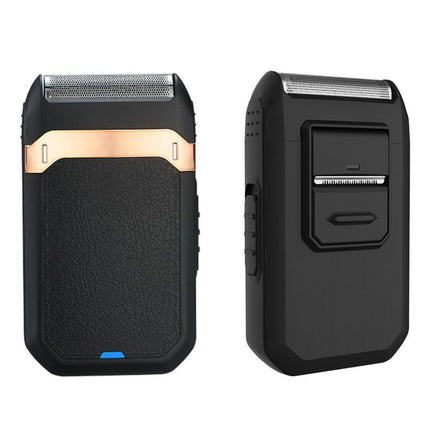 Black Rechargeable Electric Shaver for Men - Wet/Dry Reciprocating Razor with Pop-up Trimmer & Type-C Fast Charge.