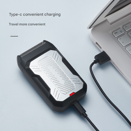 Silver Rechargeable Electric Shaver for Men - Wet/Dry Reciprocating Razor with Pop-up Trimmer & Type-C Fast Charge.