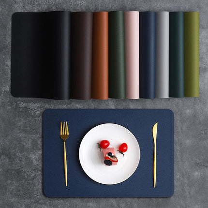 2-PCS Dark brown and ivory white PVC Double-Sided Lychee Texture Table Mat - Waterproof, Heat-Resistant & Easy to Clean for Home and Hotel Use.