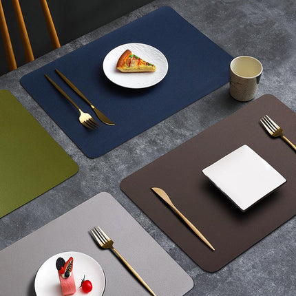 2-PCS Dark brown and ivory white PVC Double-Sided Lychee Texture Table Mat - Waterproof, Heat-Resistant & Easy to Clean for Home and Hotel Use.