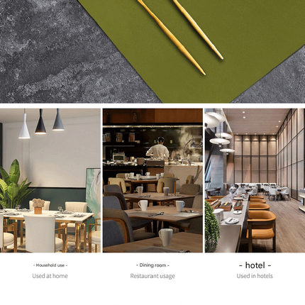 2-PCS Dark brown and ivory white PVC Double-Sided Lychee Texture Table Mat - Waterproof, Heat-Resistant & Easy to Clean for Home and Hotel Use.