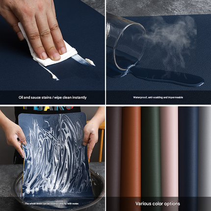 2-PCS Dark brown and ivory white PVC Double-Sided Lychee Texture Table Mat - Waterproof, Heat-Resistant & Easy to Clean for Home and Hotel Use.