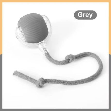 2-PCS Grey Automatic Interactive Cat Ball Toy with Rope - Durable & Bite-Resistant Pet Jump Ball for Self-Entertainment & Play.