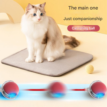 2-PCS Grey Automatic Interactive Cat Ball Toy with Rope - Durable & Bite-Resistant Pet Jump Ball for Self-Entertainment & Play.