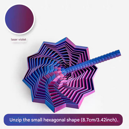 2-Pcs Laser Purple Smart 3D Printed Fidget Toy - Hexagonal Illusion Folding Desk Toy for Stress Relief & Focus.