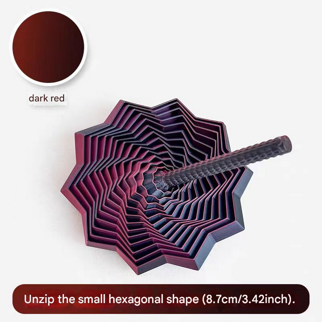 2-Pcs Dark red Smart 3D Printed Fidget Toy - Hexagonal Illusion Folding Desk Toy for Stress Relief & Focus.