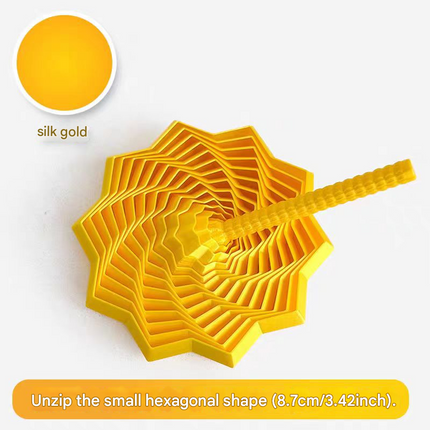 2-Pcs Silk gold Smart 3D Printed Fidget Toy - Hexagonal Illusion Folding Desk Toy for Stress Relief & Focus.