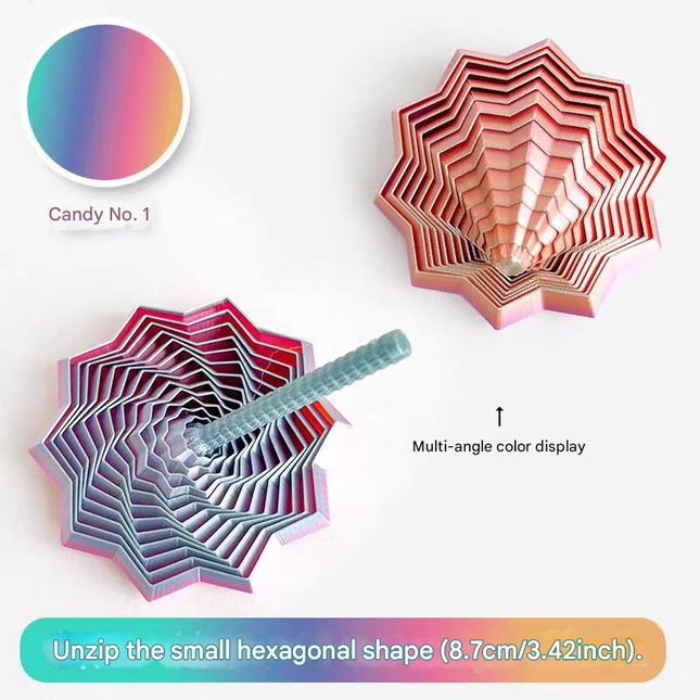 2-Pcs Candy color Smart 3D Printed Fidget Toy - Hexagonal Illusion Folding Desk Toy for Stress Relief & Focus.