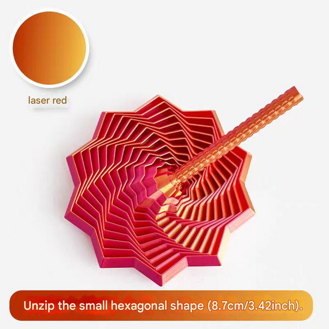2-Pcs Laser Red Smart 3D Printed Fidget Toy - Hexagonal Illusion Folding Desk Toy for Stress Relief & Focus.