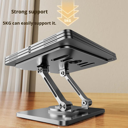 Green 360 degree Rotating Tablet & Phone Stand - Heavy-Duty Aluminum Adjustable Holder with Cooling for iPad, iPhone, and More.