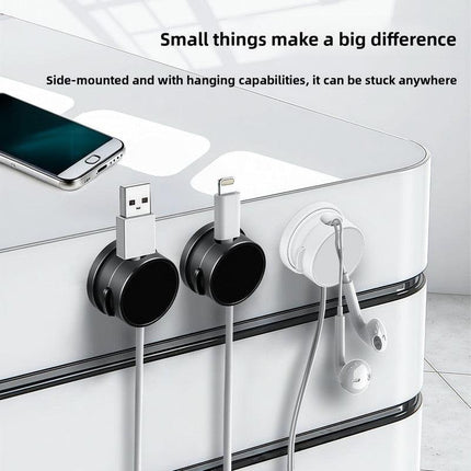 10-PCS White 360 Degree Rotating Cable Organizer with Magnetic Mount for Desktop Wire Management.