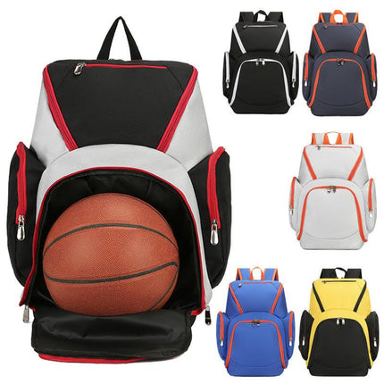 Blue Large Capacity Oxford Cloth Basketball Backpack - Waterproof Gym & Travel Bag for Men & Women with S-Type Straps.