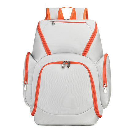 White Large Capacity Oxford Cloth Basketball Backpack - Waterproof Gym & Travel Bag for Men & Women with S-Type Straps.