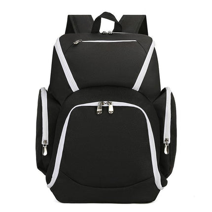 Black and white Large Capacity Oxford Cloth Basketball Backpack - Waterproof Gym & Travel Bag for Men & Women with S-Type Straps.