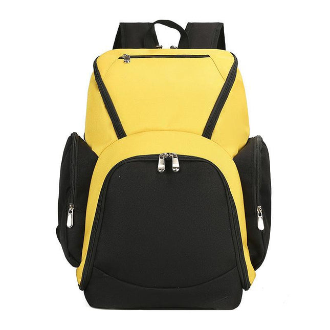 Black and yellow Large Capacity Oxford Cloth Basketball Backpack - Waterproof Gym & Travel Bag for Men & Women with S-Type Straps.