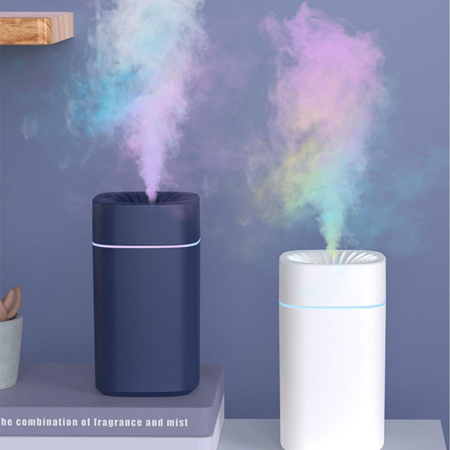 White 2-in-1 Ultrasonic Air Humidifier with 7-Color LED Night Light - Quiet Desktop Mini Humidifier for Home, Office, Bedroom.