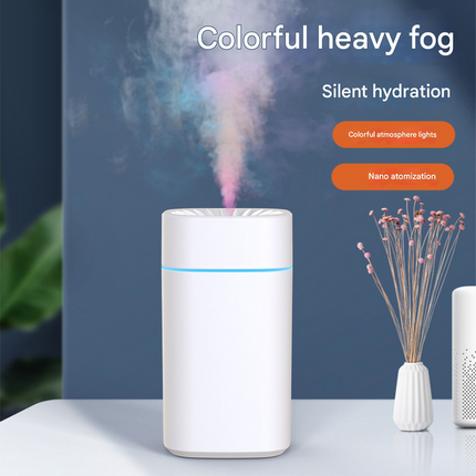 White 2-in-1 Ultrasonic Air Humidifier with 7-Color LED Night Light - Quiet Desktop Mini Humidifier for Home, Office, Bedroom.