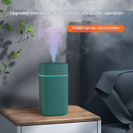Green 2-in-1 Ultrasonic Air Humidifier with 7-Color LED Night Light - Quiet Desktop Mini Humidifier for Home, Office, Bedroom.