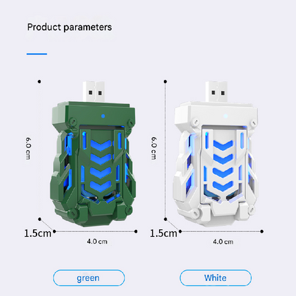Green Portable USB Mosquito Repellent Heater - Electric Mosquito Killer with Blue Light Lure - Smart Thermostatic for Indoor & Outdoor Use - Non-Toxic & Silent.