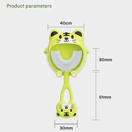 Blue frog U-Shaped Kids Toothbrush - Food Grade Silicone Manual Toothbrush for 2-12 Year Olds - 360 degree Full Mouth Cleaning Baby Oral Care - Comes with Wall Mount Holder.