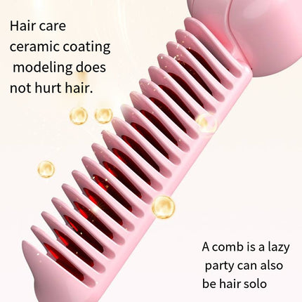 Beige Portable Foldable Cordless Hair Straightener Comb - 2-in-1 Ionic Styling for Smooth, Frizz-Free Hair.