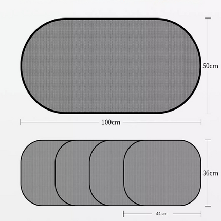 Black Universal Car Window Sun Shade Set - Mesh Fabric UV Protection(One solid rear panel + two angled panels + two solid side panels).